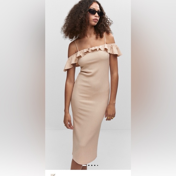 Mango Dresses & Skirts - Mango One Shoulder Tan Dress